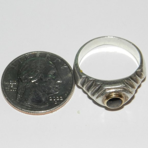 Women's Vintage Antique Tribal Old Sterling Silver Ring Pearl Gemstone - Picture 8 of 8